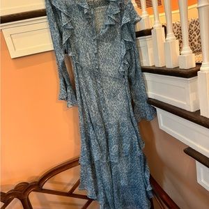 Rebecca Taylor chiffon dress with slip. Size 4. Blue paisley.